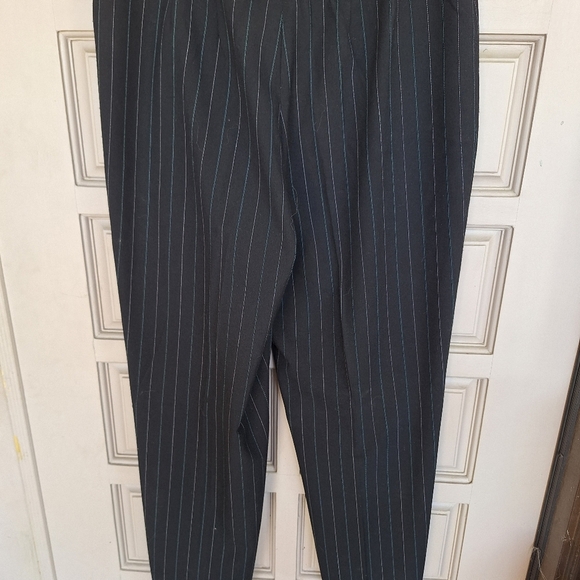 Apt 9 Pinstripe Slacks Black/Blue/Creme Sz12 Straight Leg Front Zip Hi Rise NWOT - Picture 8 of 8